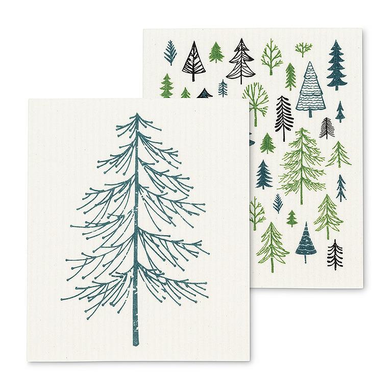 Abbott - Allover Trees Swedish Dishcloths. Set of 2