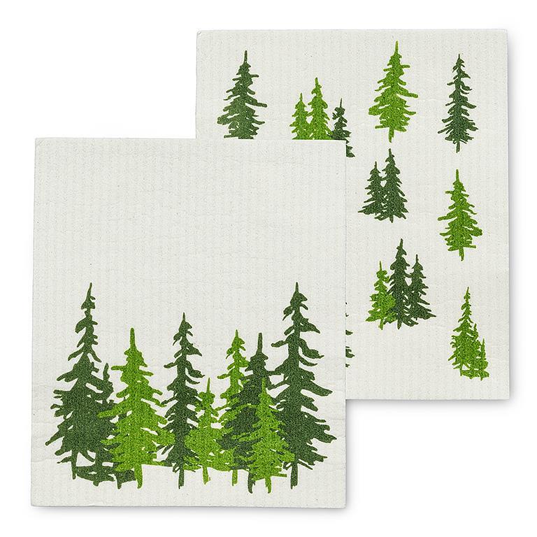 Abbott - Evergreen Forest Swedish Dishcloths. Set of 2