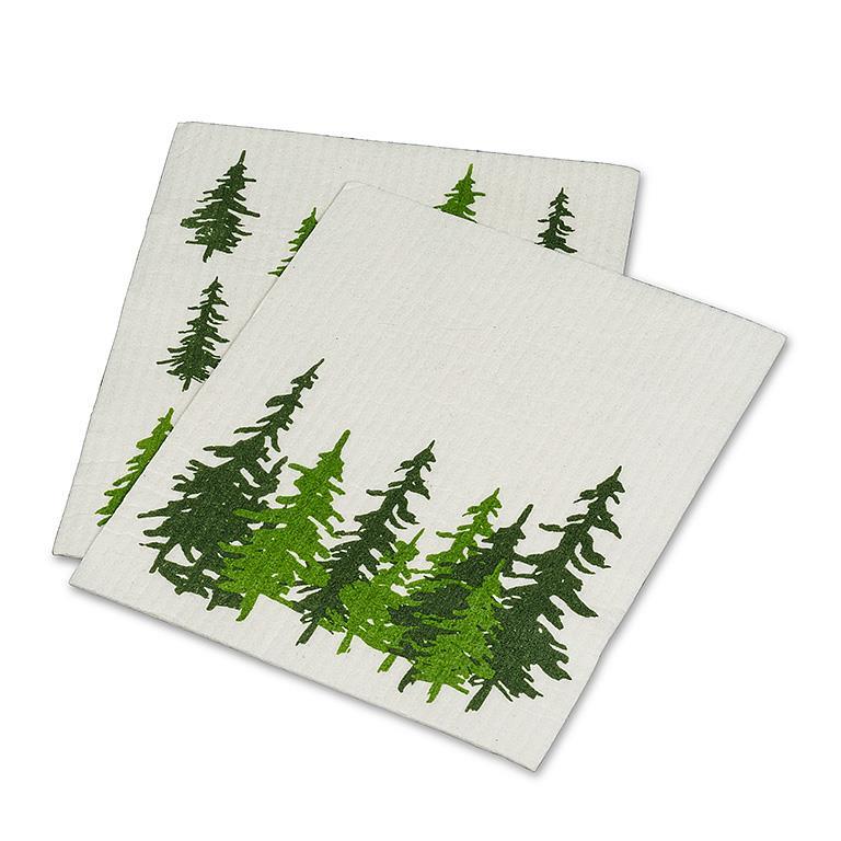 Abbott - Evergreen Forest Swedish Dishcloths. Set of 2