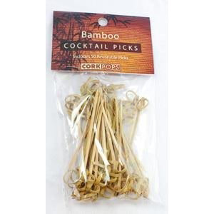 Cork Pops Tied Bamboo Cocktail Picks - Pack of 50