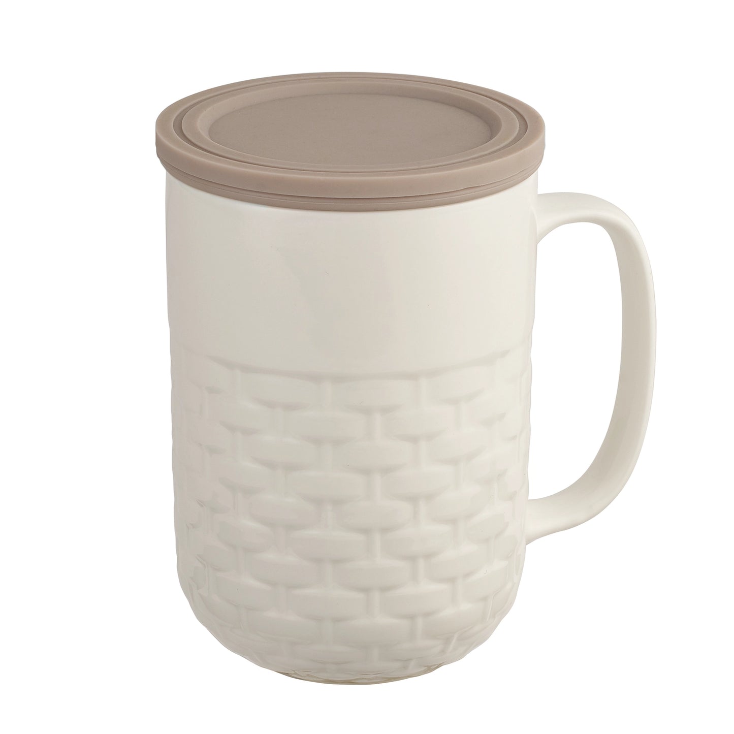 CasaWare Weave 15oz Tea Infuser Mug White - Gray Lid