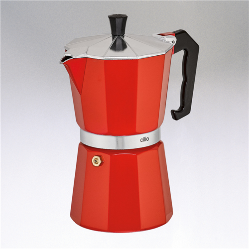 Frieling Classic Espresso Moka Pot, Red, 6 cup