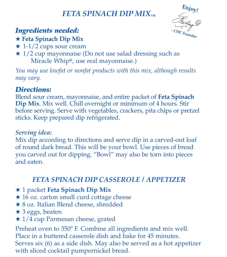 Country Home Creations Feta Spinach Dip Mix