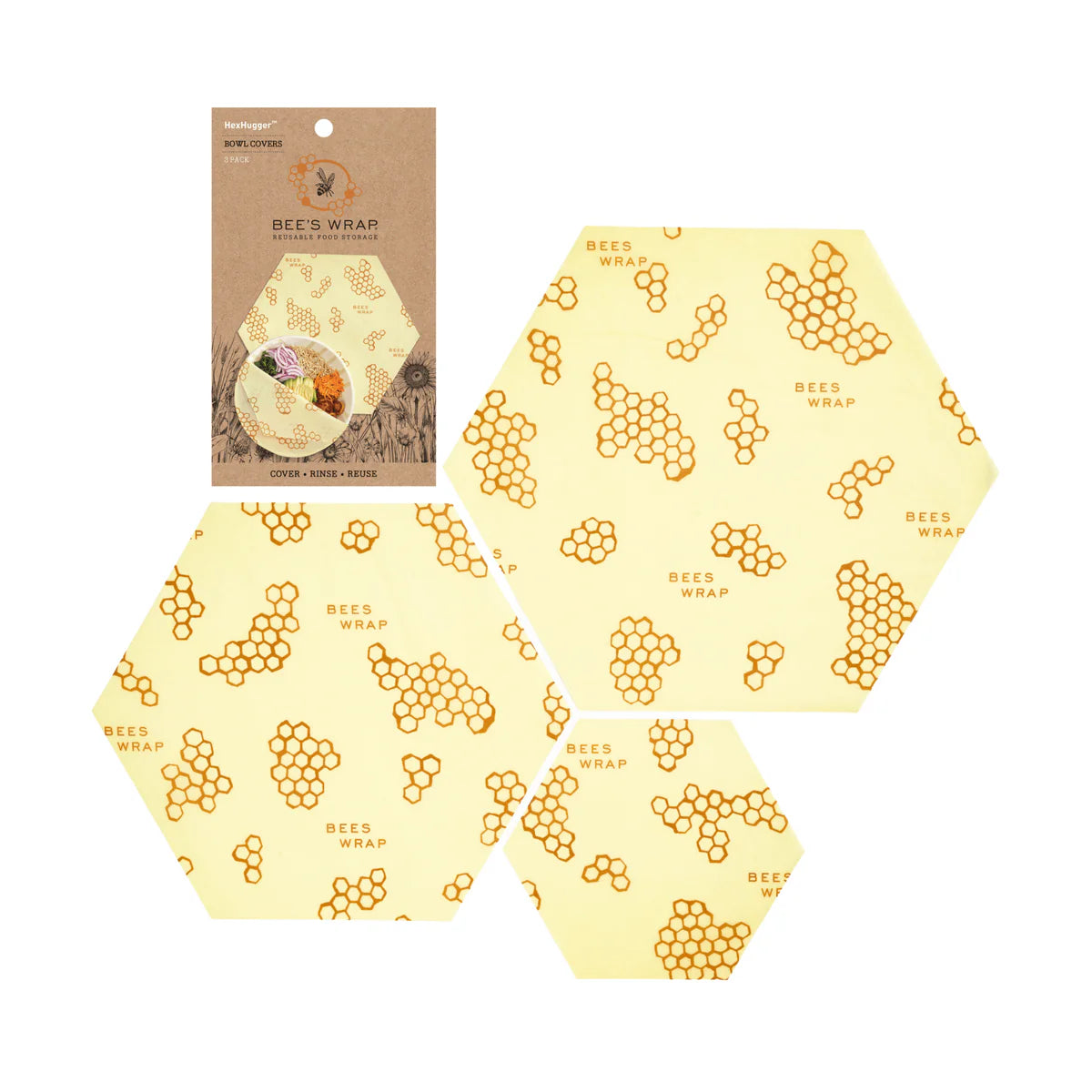 Bee's Wrap HexHugger Bowl Huggers 3 pk - Honeycomb