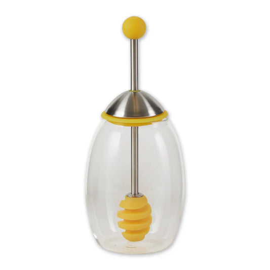 RSVP Int'l Honey Jar with Silicone Dipper - Yellow