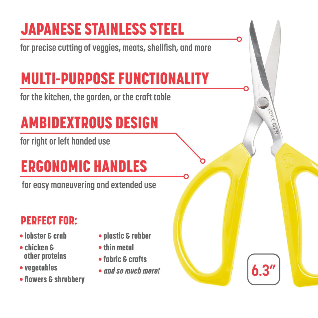 Joyce Chen Original Unlimited Kitchen Scissors w/ Yellow Handles