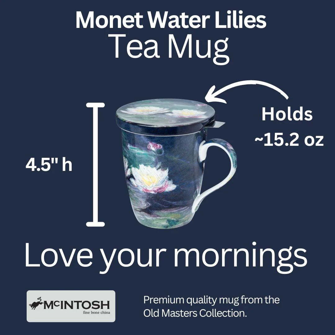 McIntosh Mugs Monet Water Lilies Tea Mug w/ Infuser and Lid