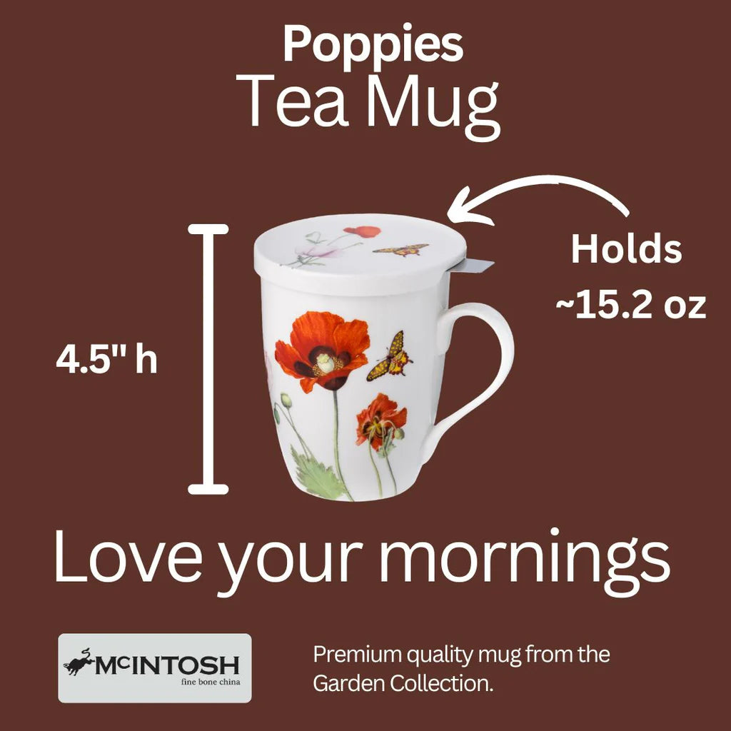 McIntosh Mugs Poppies Tea Mug w/ Infuser and Lid