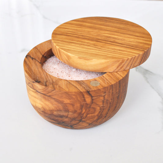 Olive Wood Salt Cellar Round