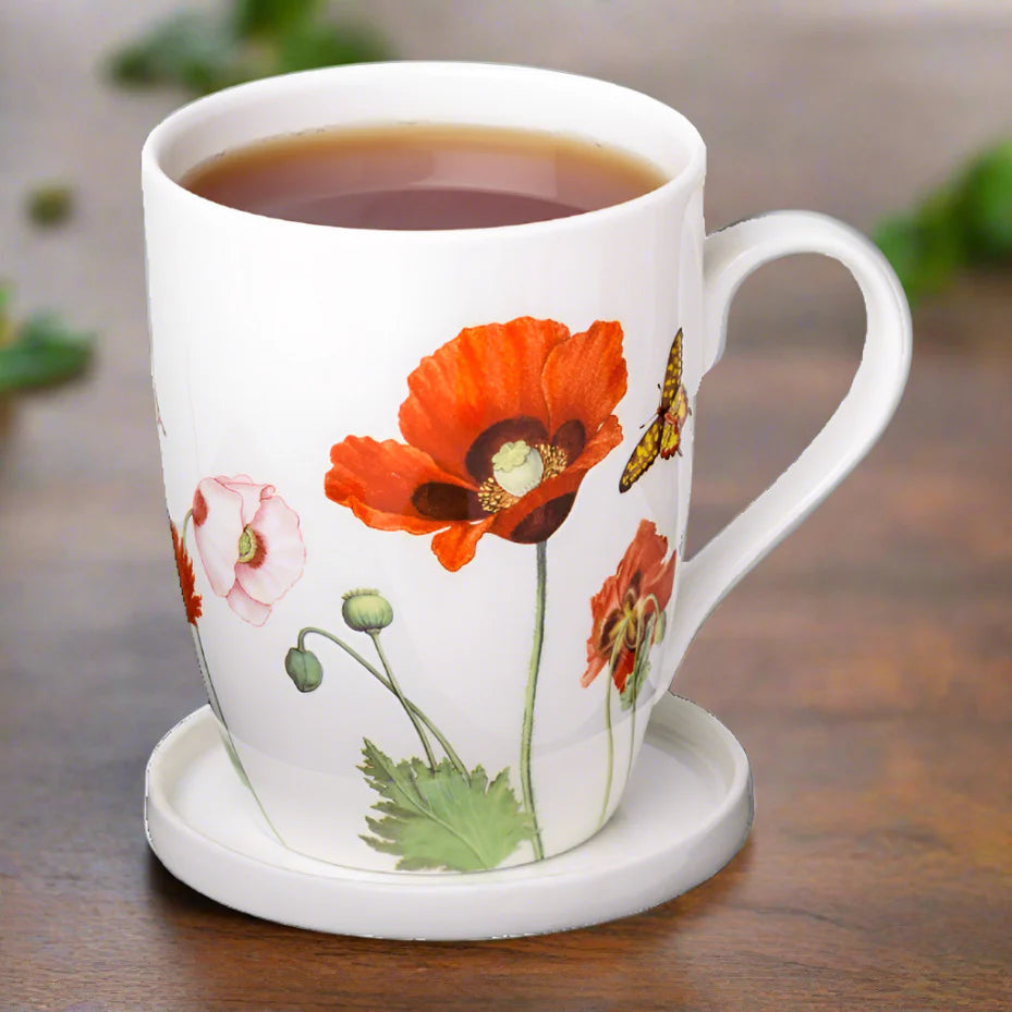 McIntosh Mugs Poppies Tea Mug w/ Infuser and Lid