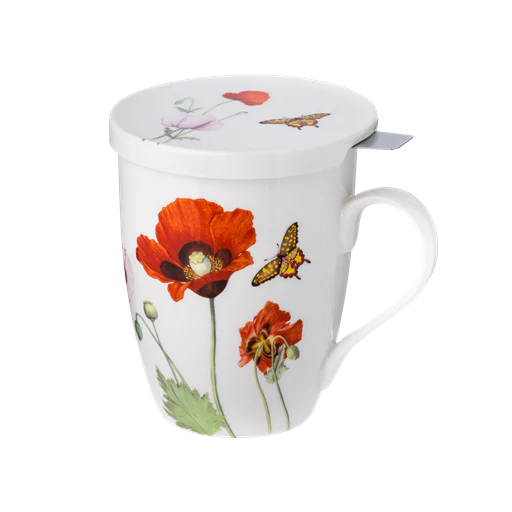 McIntosh Mugs Poppies Tea Mug w/ Infuser and Lid