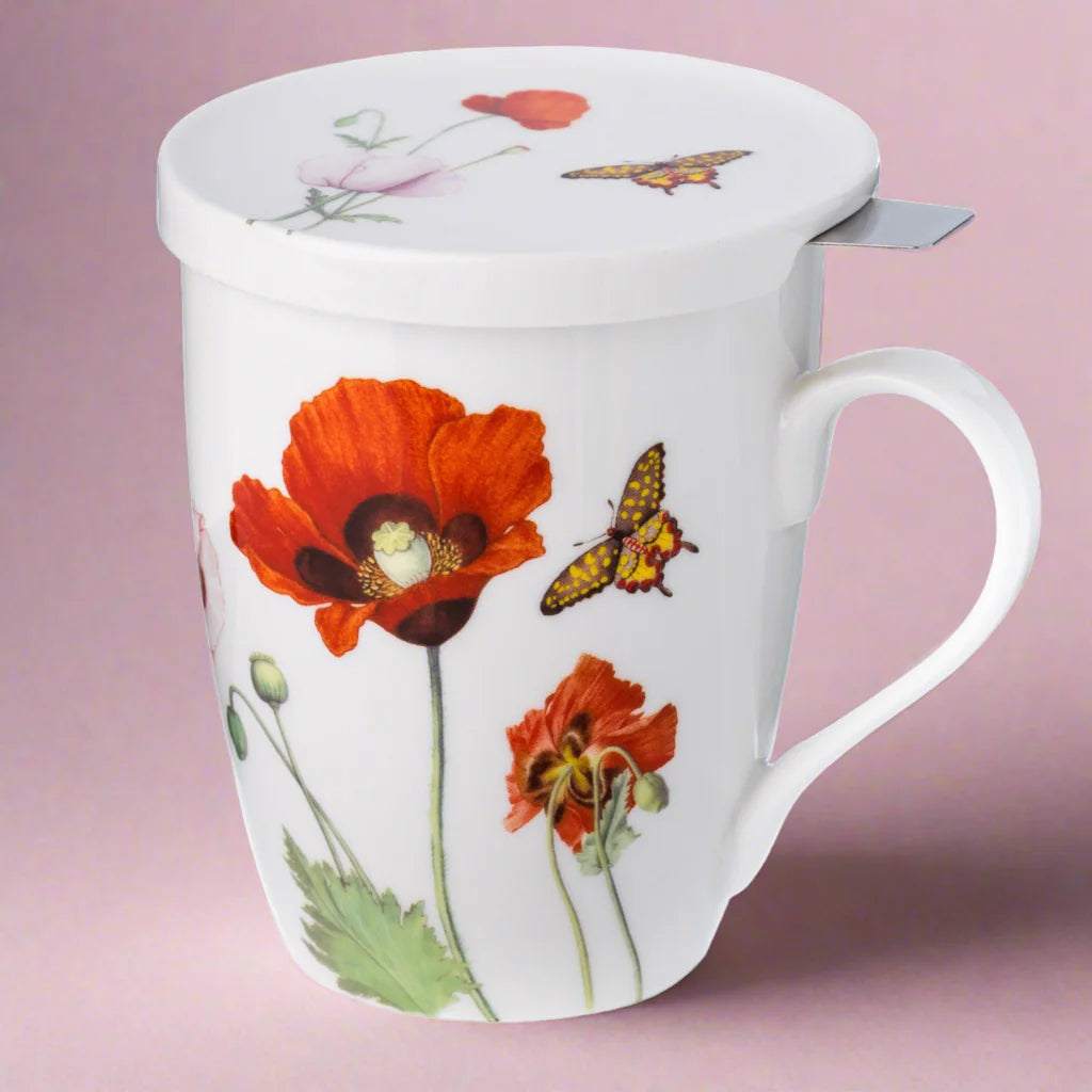 McIntosh Mugs Poppies Tea Mug w/ Infuser and Lid