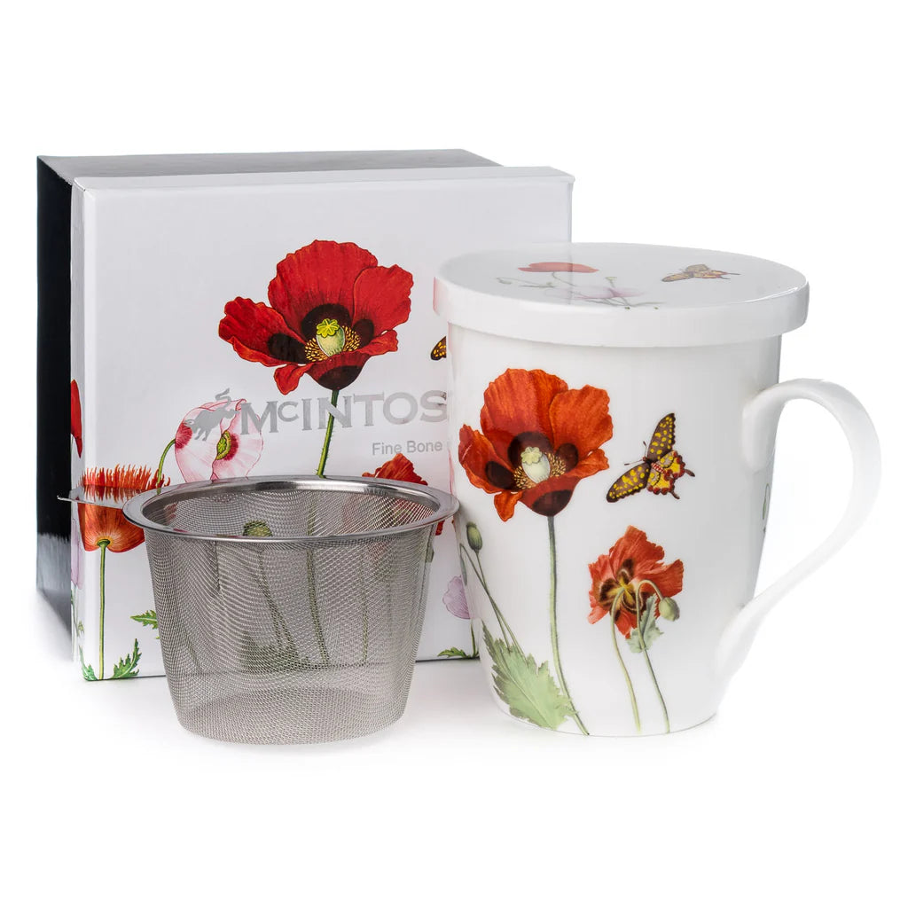 McIntosh Mugs Poppies Tea Mug w/ Infuser and Lid