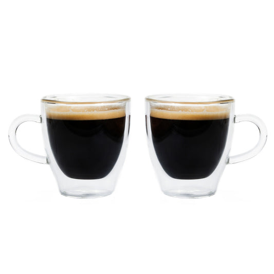 Grosche TURIN Double Wall Espresso Glass Cups, Set of 2 x 4.7oz