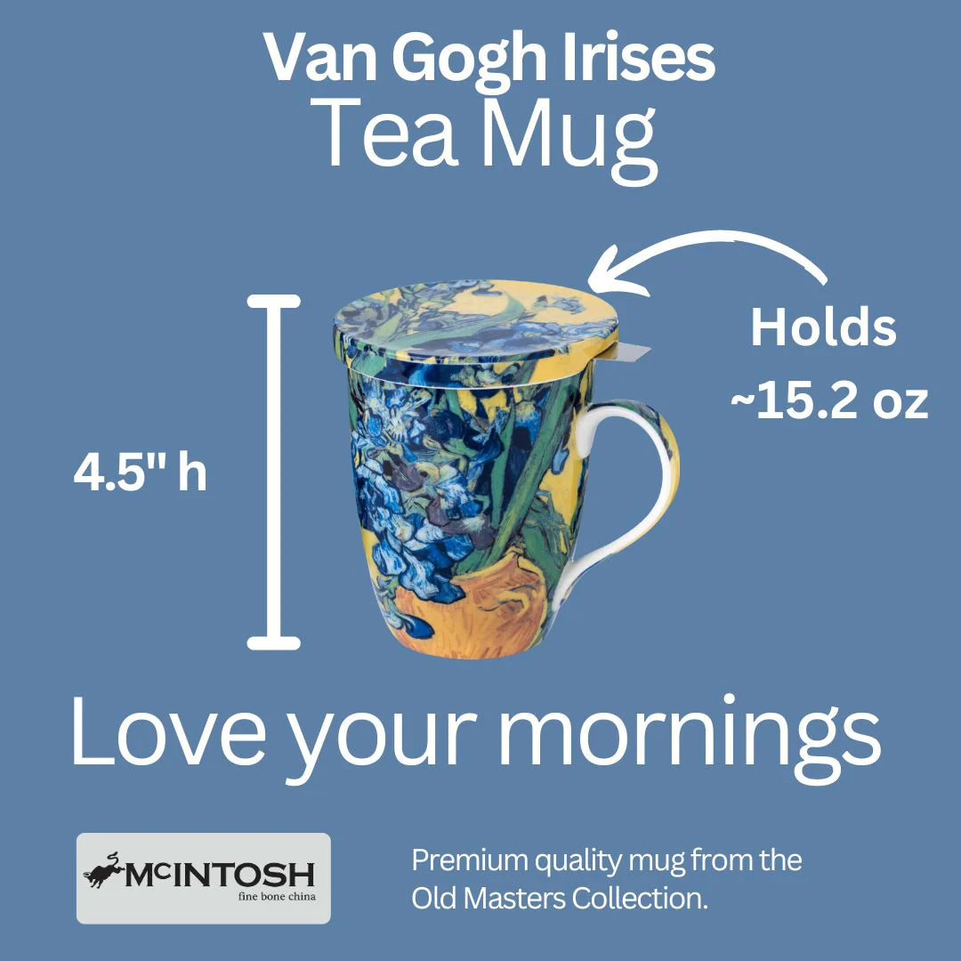 McIntosh Mugs Van Gogh Irises Tea Mug w/ Infuser and Lid