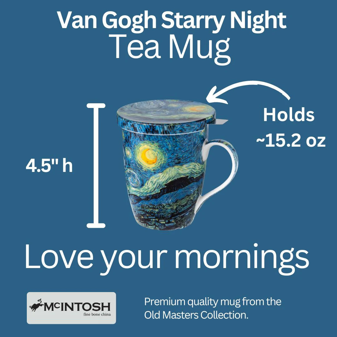 McIntosh Mugs Van Gogh Starry Night Tea Mug W/Infuser and Lid