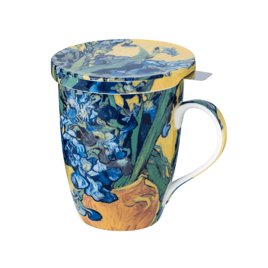 McIntosh Mugs Van Gogh Irises Tea Mug w/ Infuser and Lid