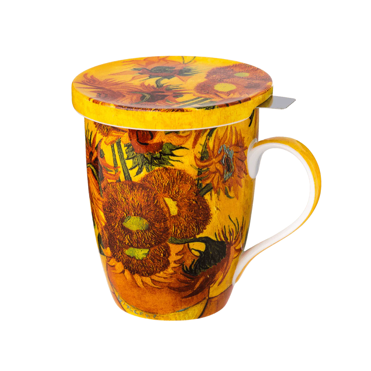 McIntosh Mugs Van Gogh Sunflowers Tea Mug w/Infuser and Lid