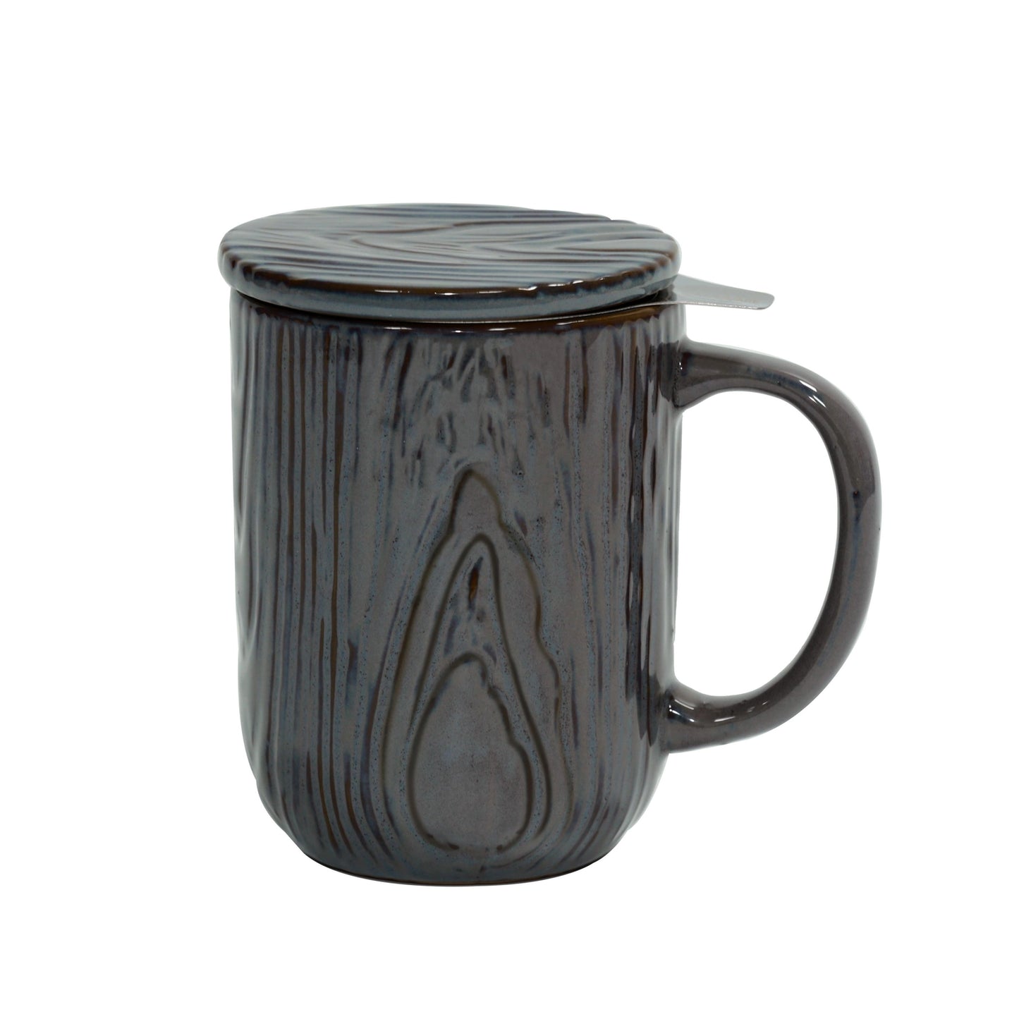 CasaWare Tea Infuser 18 oz Mug Woodgrain - Lava Gray