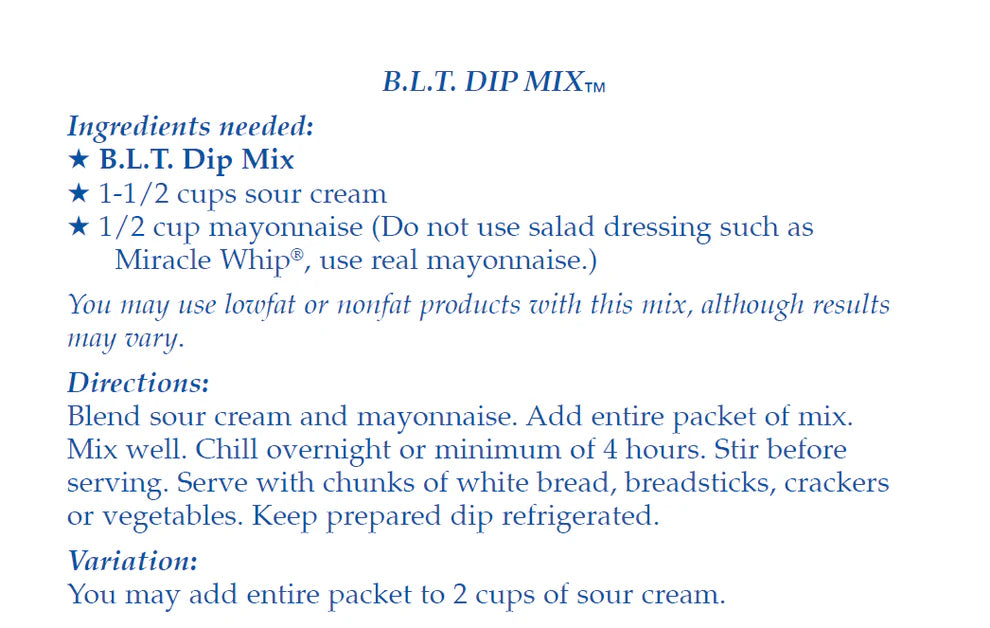 Country Home Creations BLT Dip Mix