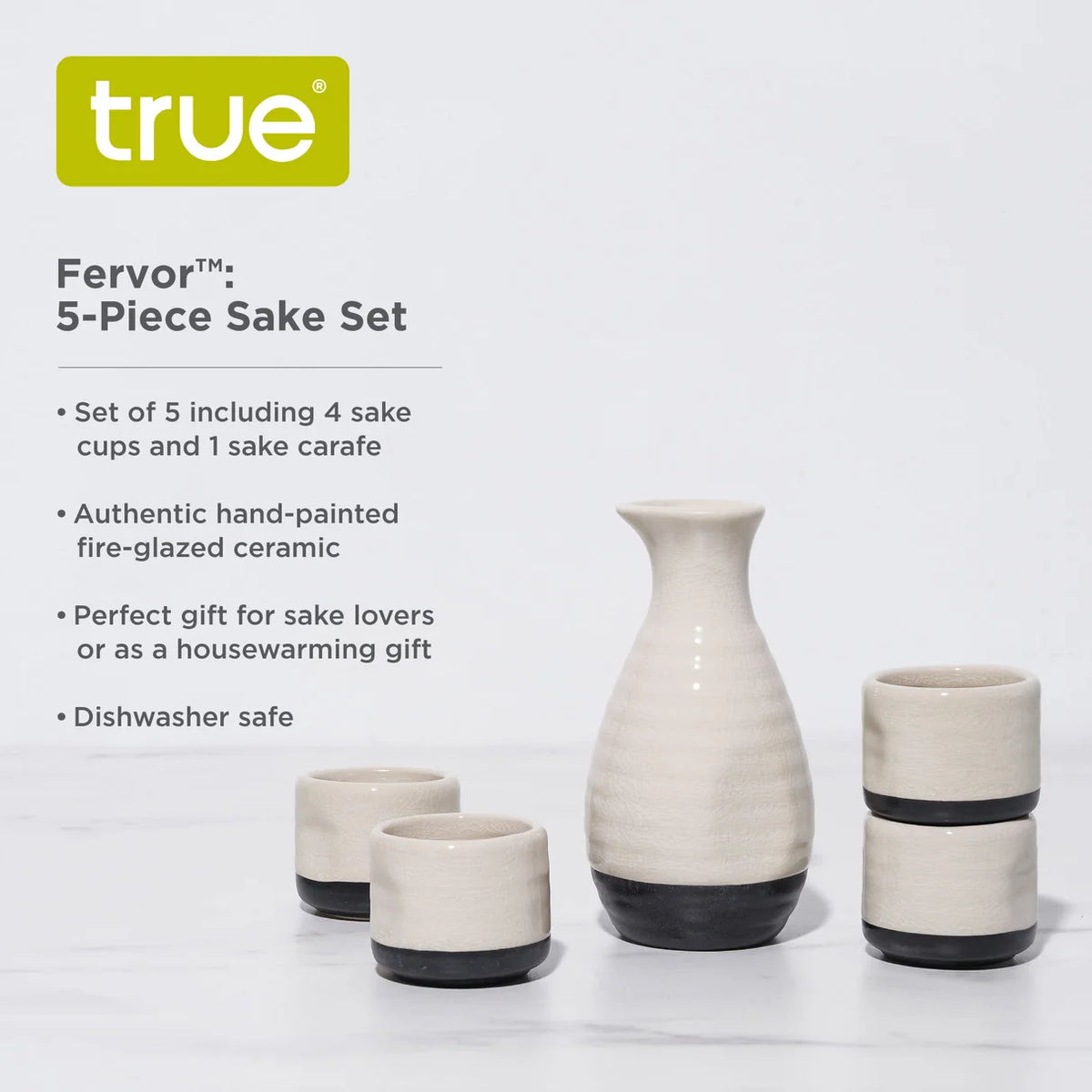 True Fervor 5-Piece Hand Painted Ceramic Sake Set