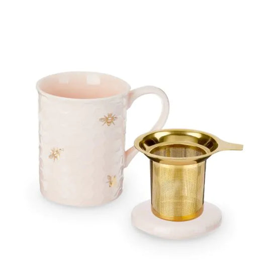 Annette™ Honeycomb Ceramic Tea Mug & Infuser by Pinky Up