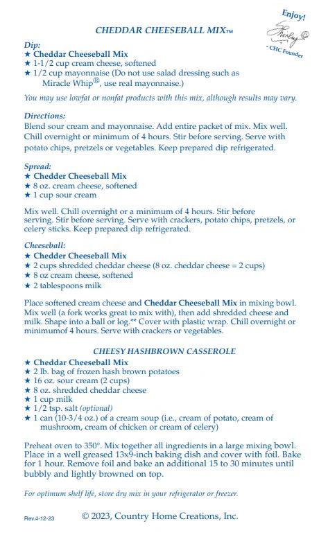 Country Home Creations Cheddar Cheeseball Mix