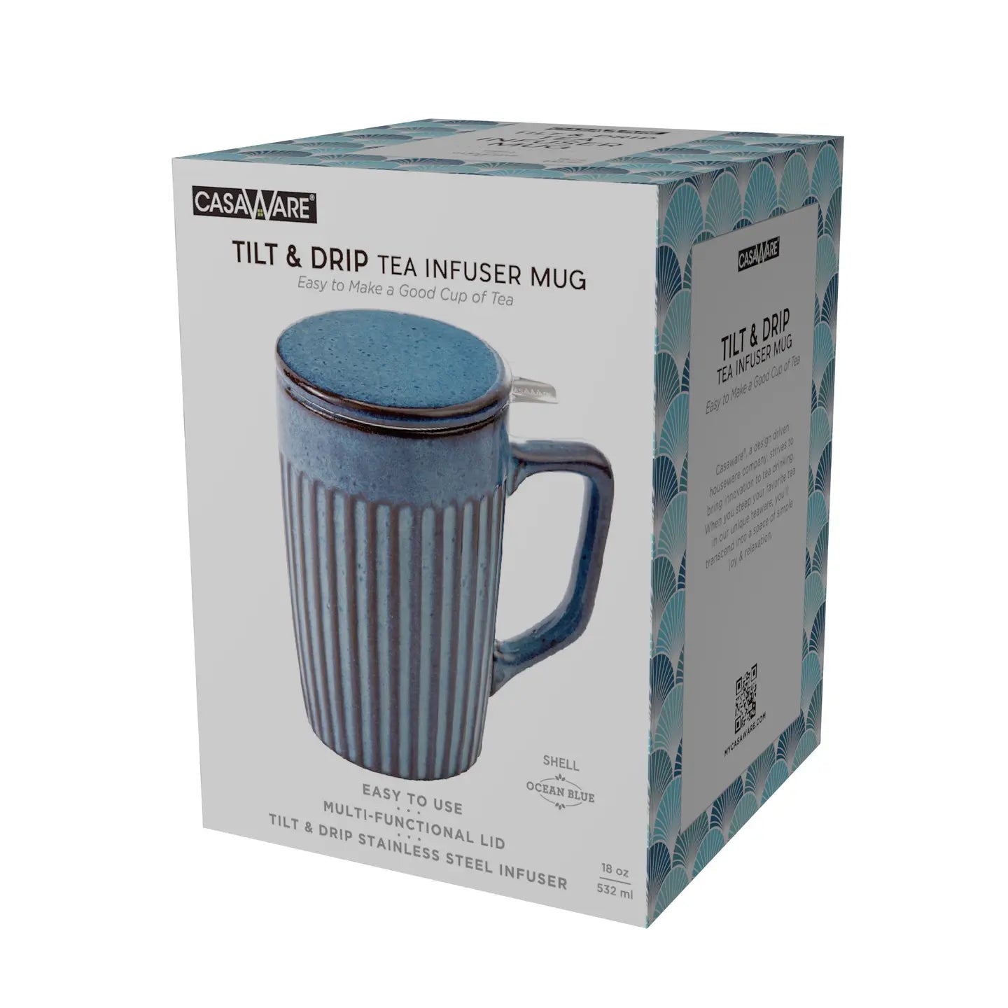 CasaWare Infuser Mug Shell Ocean Blue