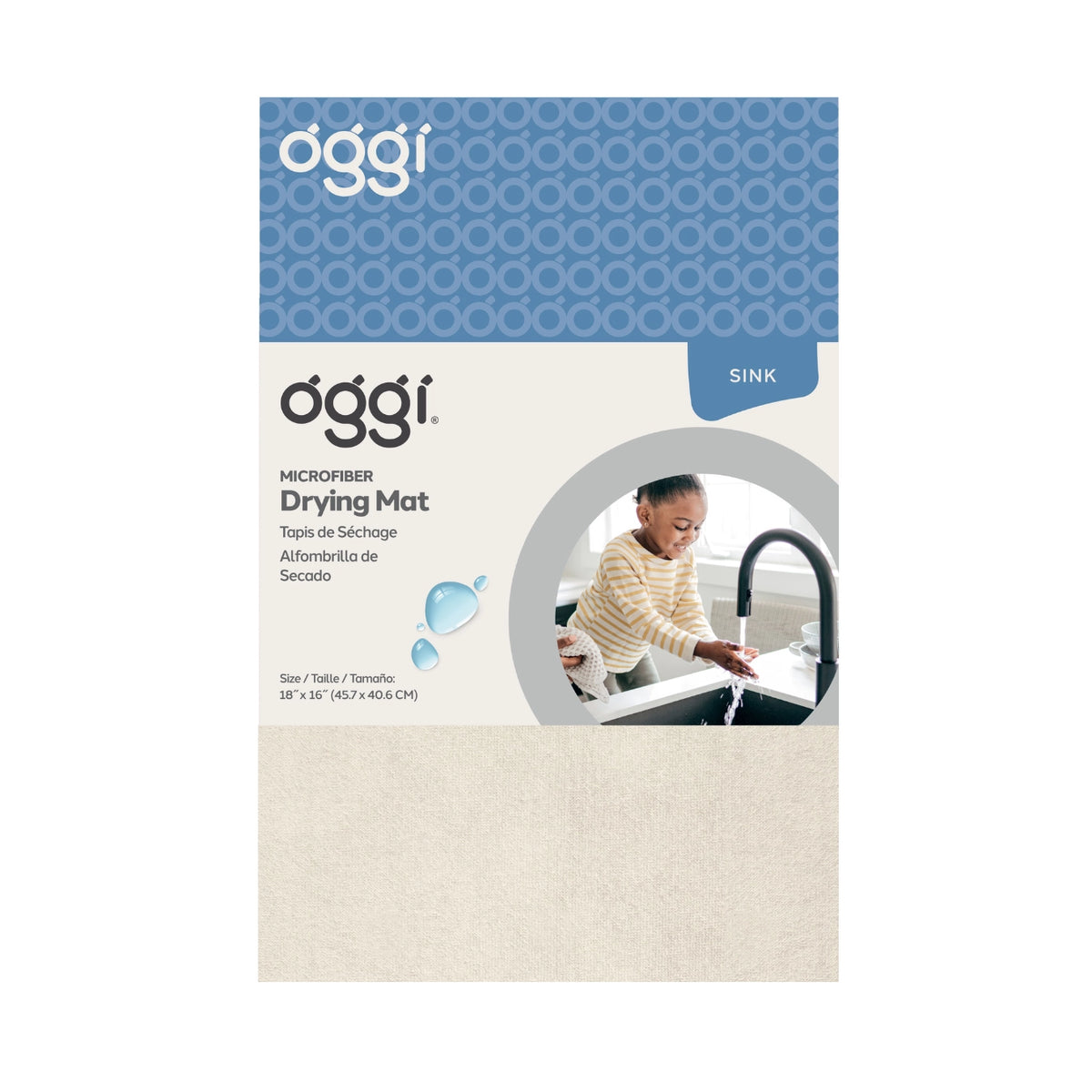 Oggi Dish Drying Mat - Microfiber, 16x18 - Ivory